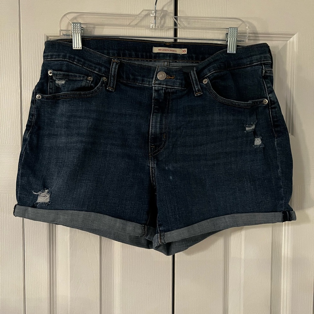 Levi's Blue Jean Shorts with Vintage Distressed Style